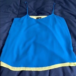 Royal blue with light green under camisole